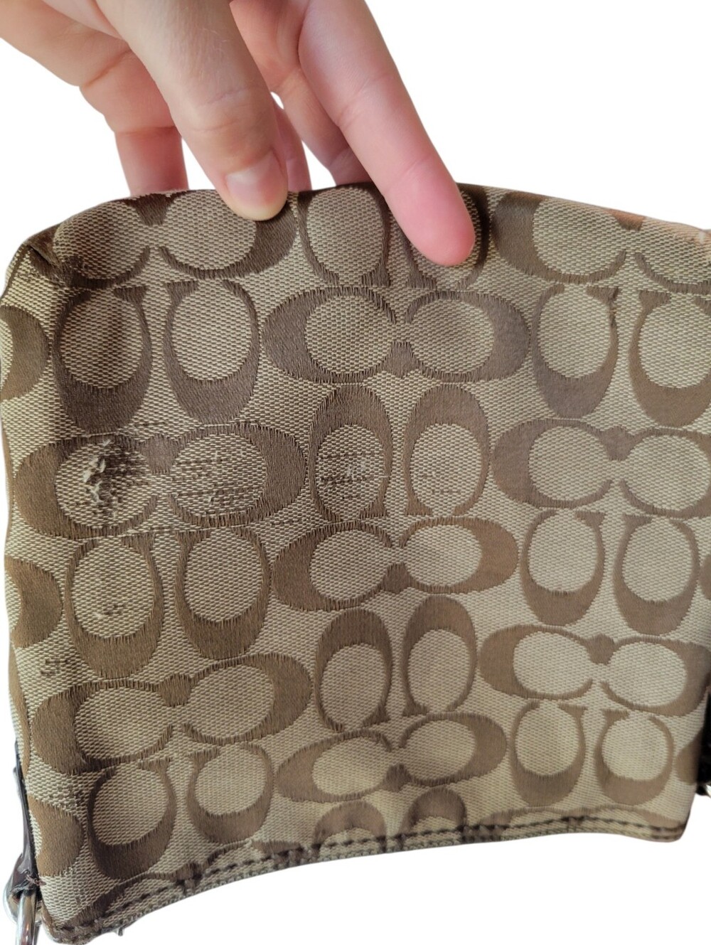 Y2K Coach Signature Jacquard Swingpack Crossbody Purse In Brown Tan - Picture 4 of 10